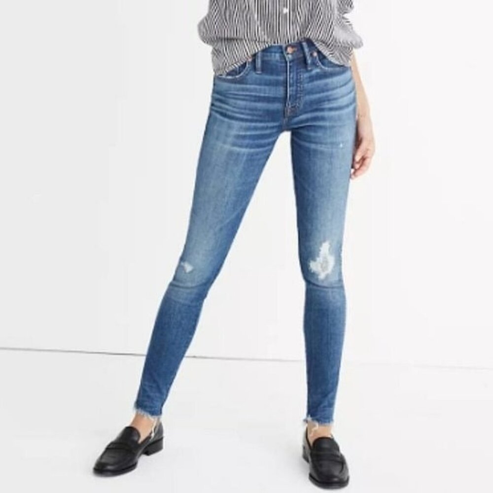 Madewell 9" High-Rise Skinny Jeans in Allegra Wash Rip & Repair Edition Size 27